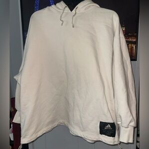 Adidas Cream Oversized Hoodie with Drawstring